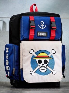 One Piece Straw Hat Jolly Roger Multi-Pocket Backpack